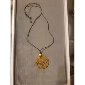 Vintage Open Brown Carved Chinese Jade Pendant Necklace